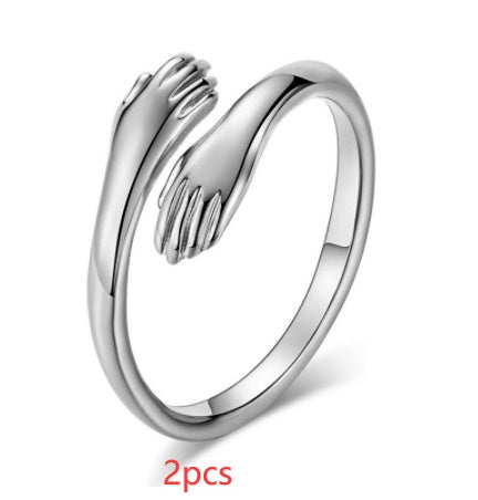 Unisex Hands Hug Ring – Adjustable Everyday Jewellery