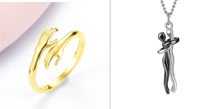 Unisex Hands Hug Ring – Adjustable Everyday Jewellery