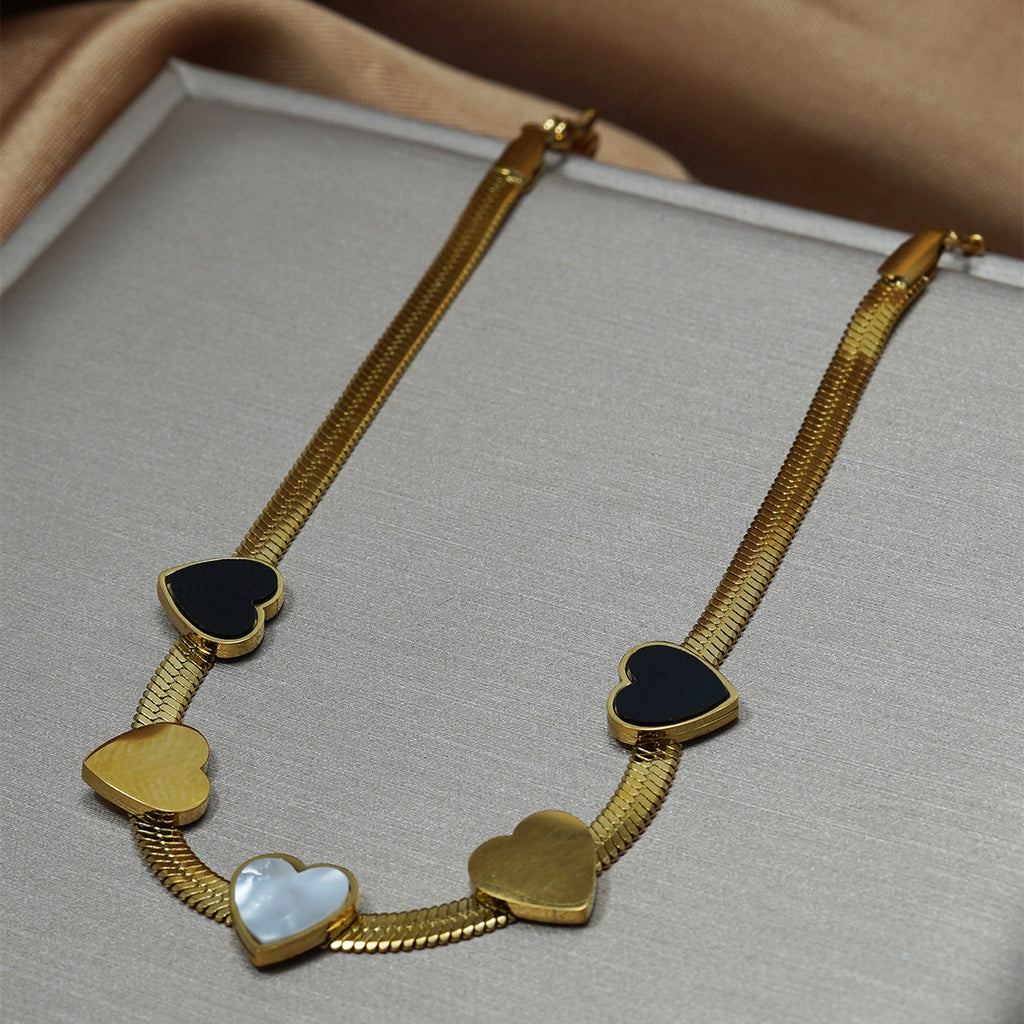 ✨ Laxly 18K Gold-Plated Stainless Steel Heart Necklace & Bracelet Set for Women