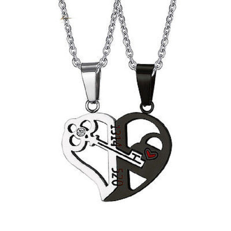 Couple’s Love Necklace Set – Elegant Stainless Steel Chain Pendant