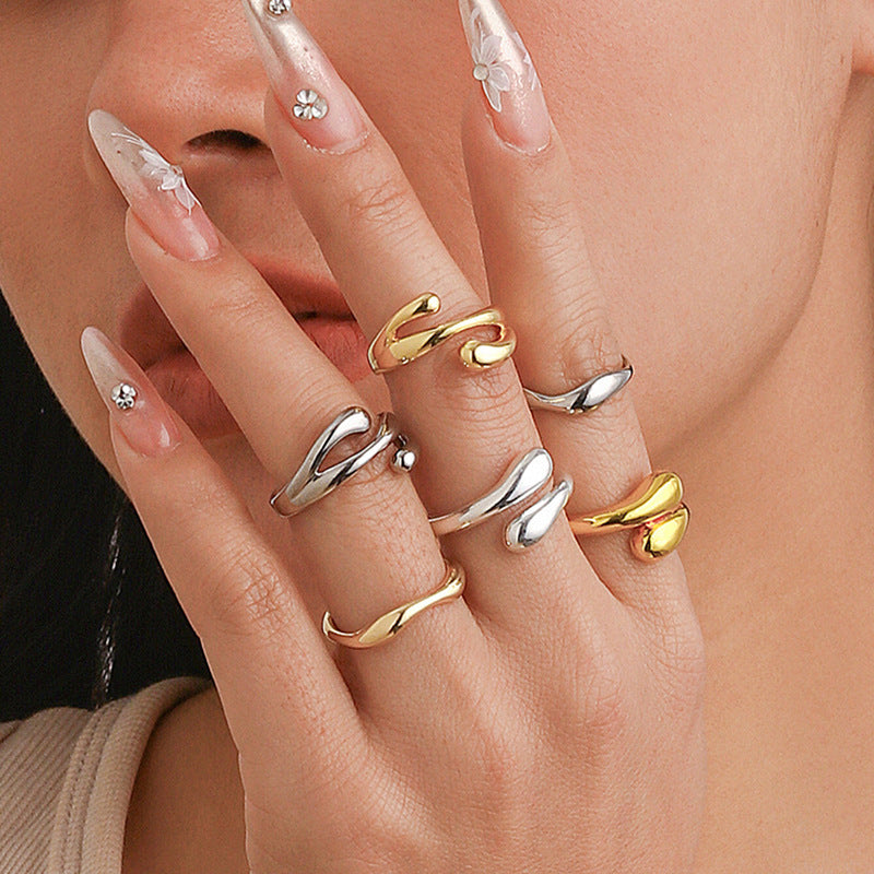 Lustrous Lava Flow Ring – Sculpted & Glossy