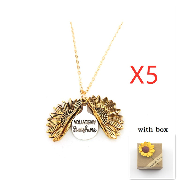 Fashionable Double Letter Pendant Necklace – Sunflower Motif