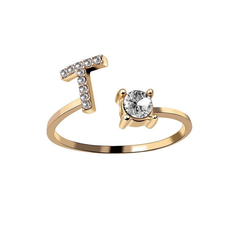 Trendy Alphabet Ring – Personalized Adjustable Jewelry