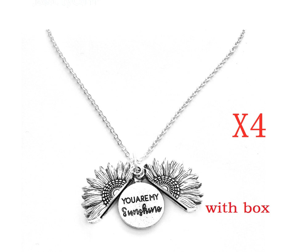 Fashionable Double Letter Pendant Necklace – Sunflower Motif