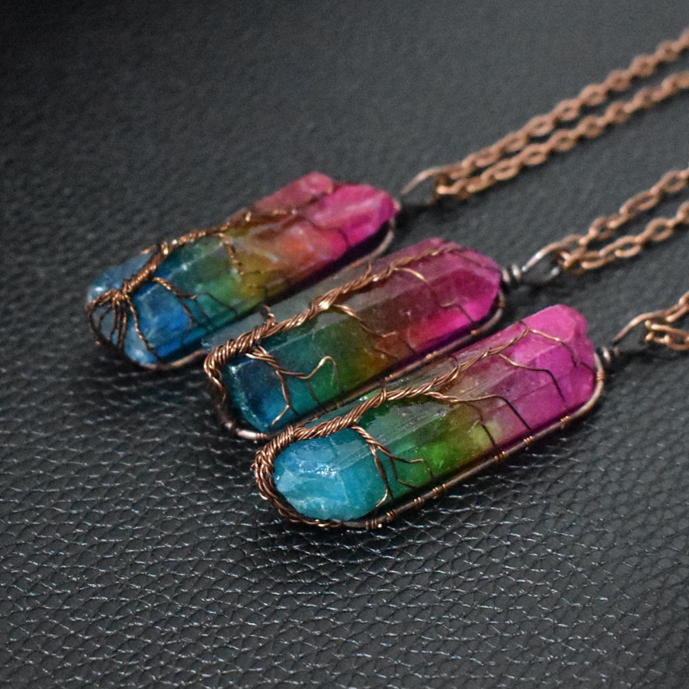 Tree of Life Crystal Pendant Necklace – Healing Stone Jewellery