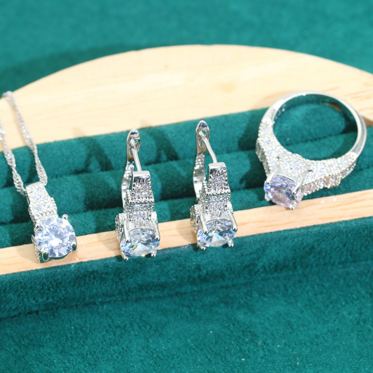 Wedding Zircon Chain Jewelry Set – 4 Pieces