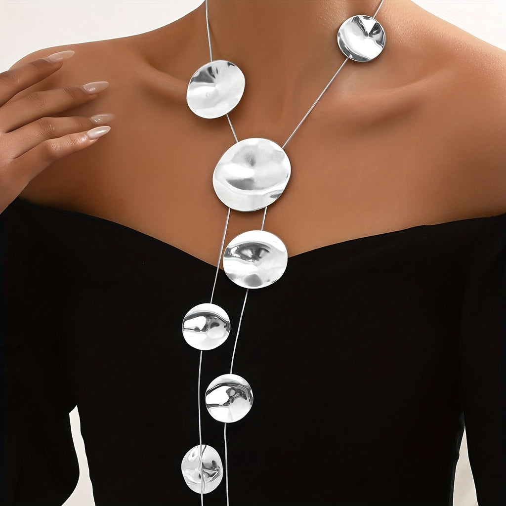 ✨ Handmade Textured Disc Multi-Layer Pendant Necklace