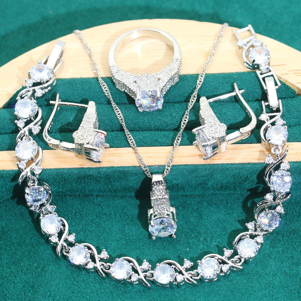 Wedding Zircon Chain Jewelry Set – 4 Pieces