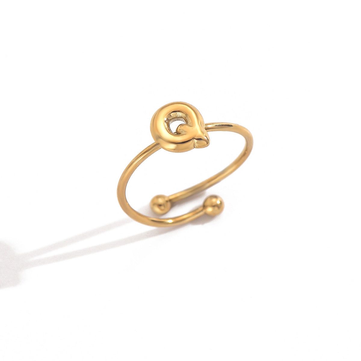 ✨ Laxly 18K Gold-Plated Stainless Steel Initial Ring for Women – Adjustable Minimalist A-Z Letters