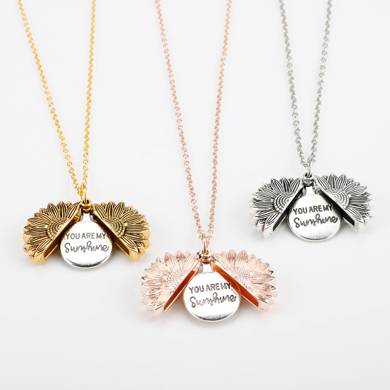 Fashionable Double Letter Pendant Necklace – Sunflower Motif