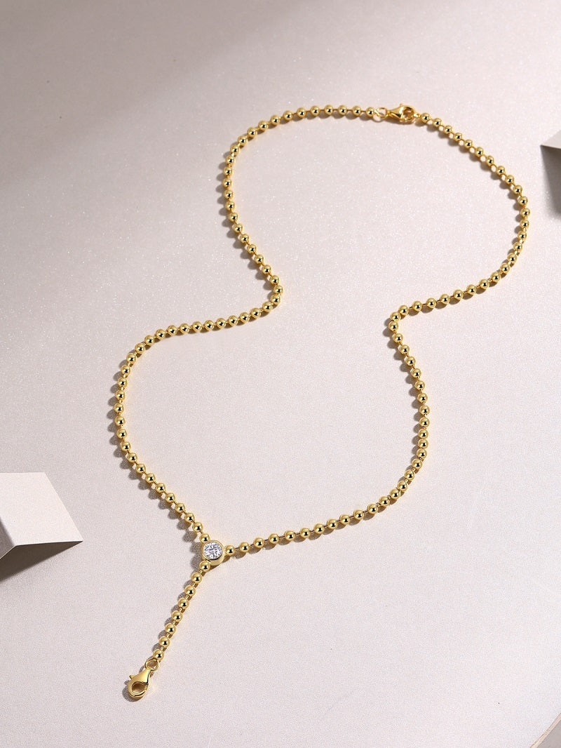 Trendy “Time Interlaced” Necklace Set – 0.5ct Moissanite, Sterling Silver, Gold-Plated