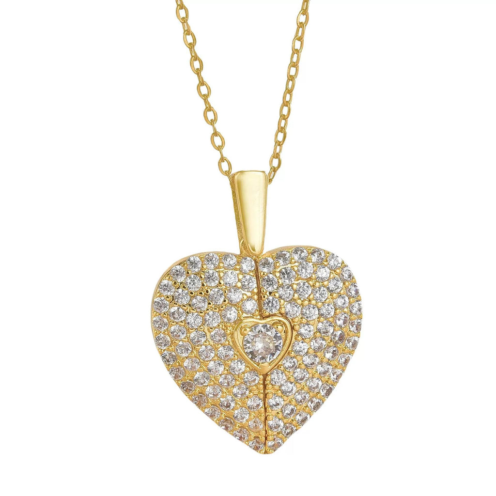 Heart Opening & Closing Necklace with Wings Pendant for Women