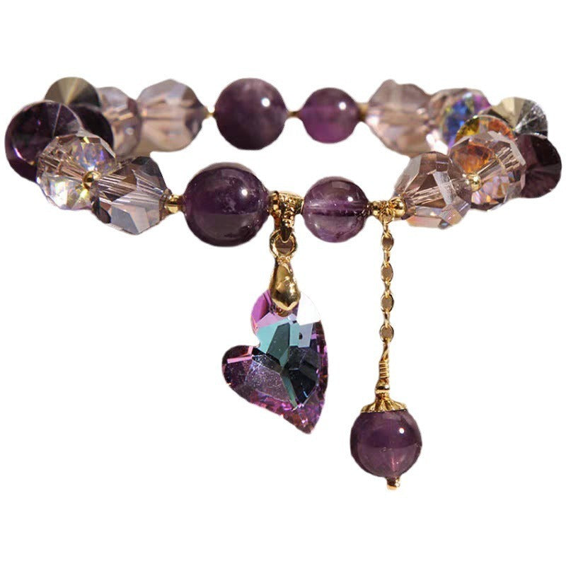 Elegant Purple Heart Amethyst Crystal Bracelet