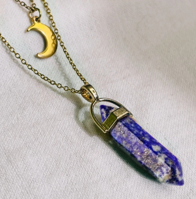 Moon Hexagonal Column Pendant Necklace – Simple & Chic