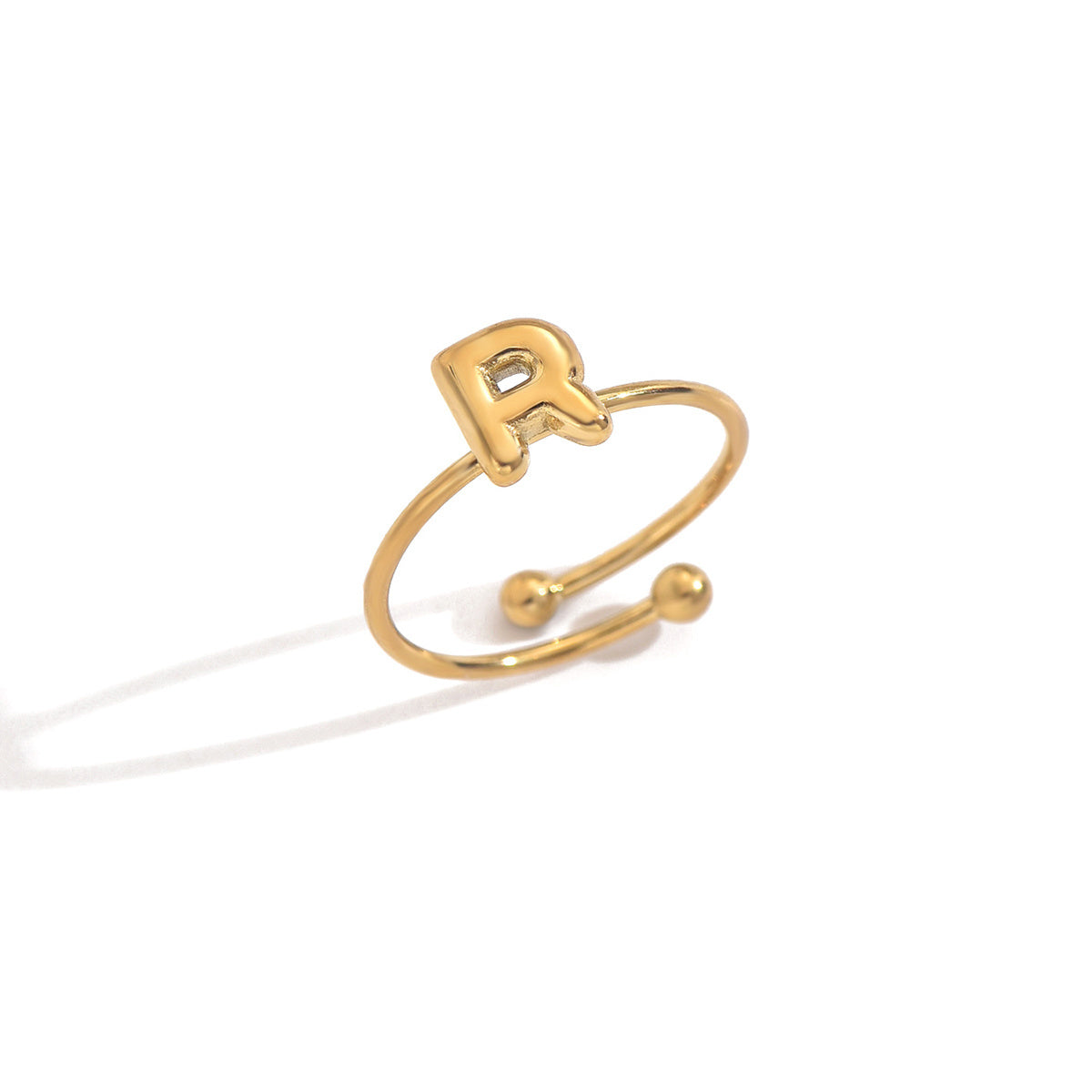 ✨ Laxly 18K Gold-Plated Stainless Steel Initial Ring for Women – Adjustable Minimalist A-Z Letters