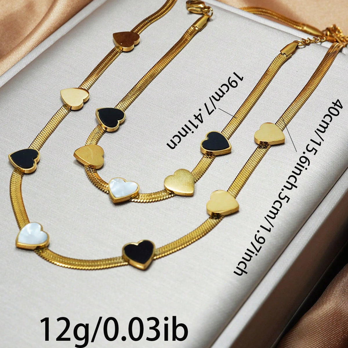 ✨ Laxly 18K Gold-Plated Stainless Steel Heart Necklace & Bracelet Set for Women