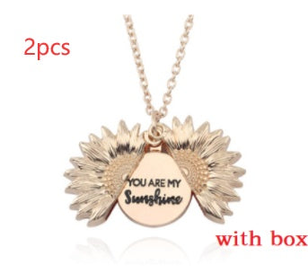 Fashionable Double Letter Pendant Necklace – Sunflower Motif
