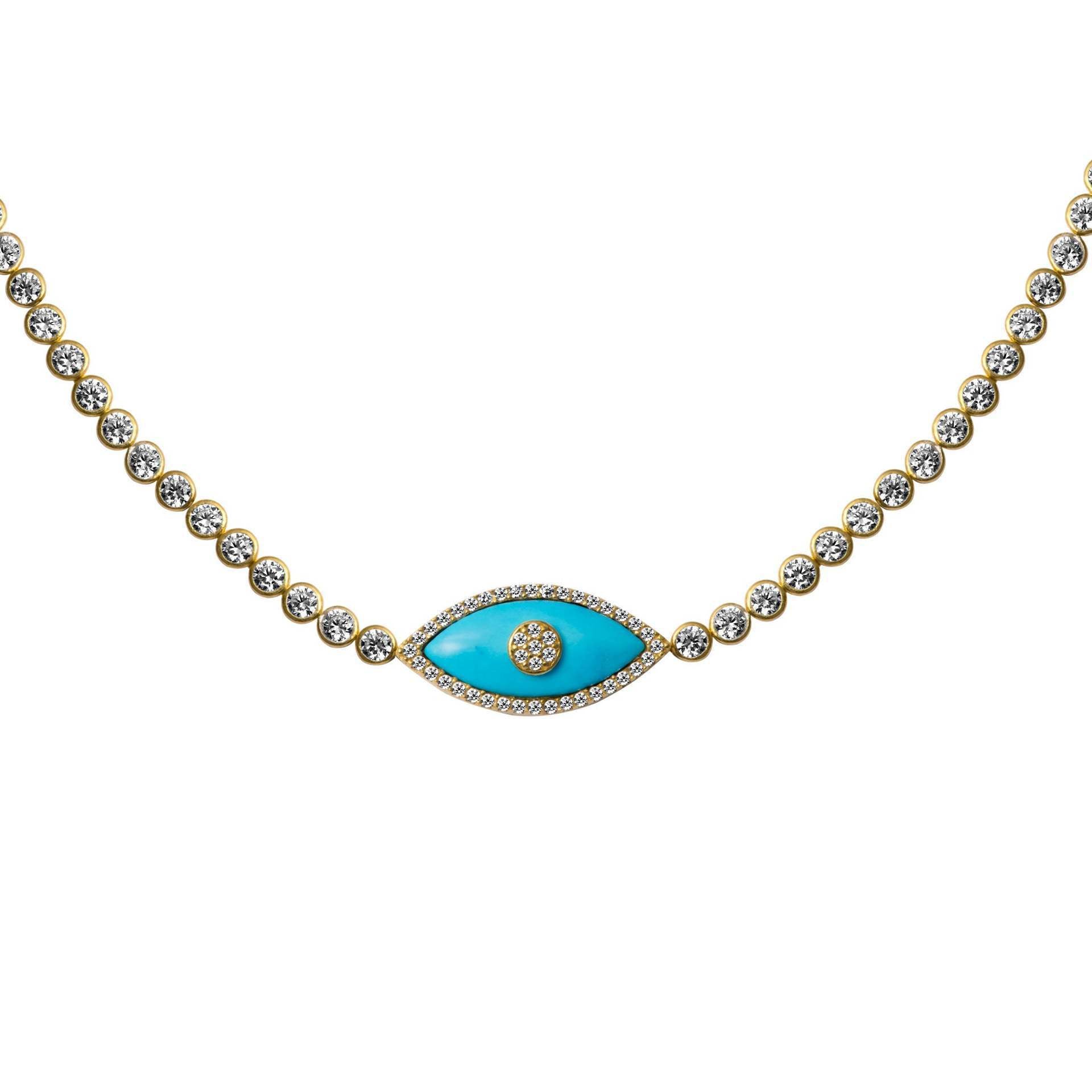 18K Electroplated Devil’s Eye Zircon Pendant Necklace