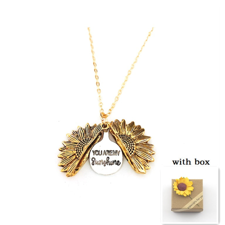 Fashionable Double Letter Pendant Necklace – Sunflower Motif