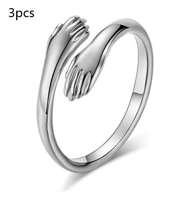 Unisex Hands Hug Ring – Adjustable Everyday Jewellery