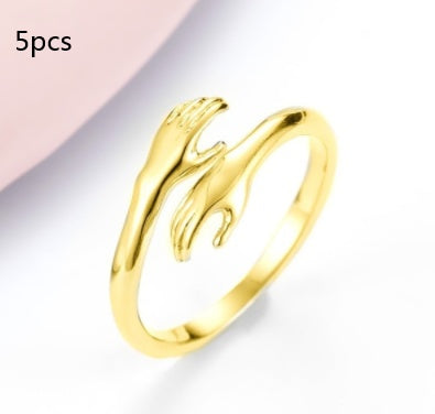 Unisex Hands Hug Ring – Adjustable Everyday Jewellery