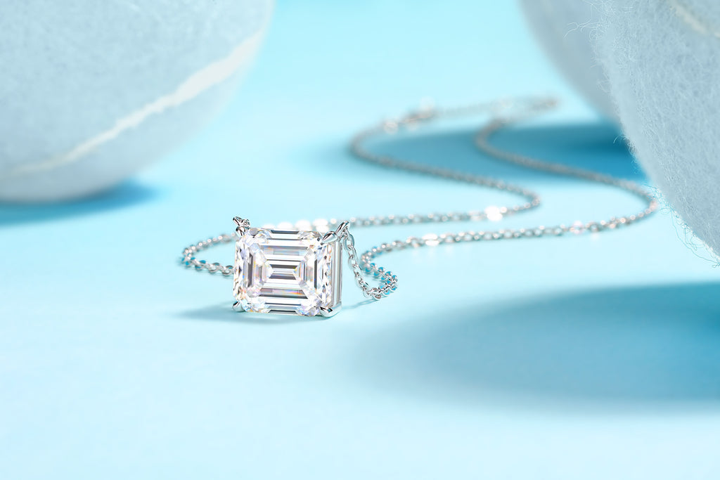 Mirage in the Mirror S925 Sterling Silver Necklace Set – Octagonal Moissanite, Platinum-Plated