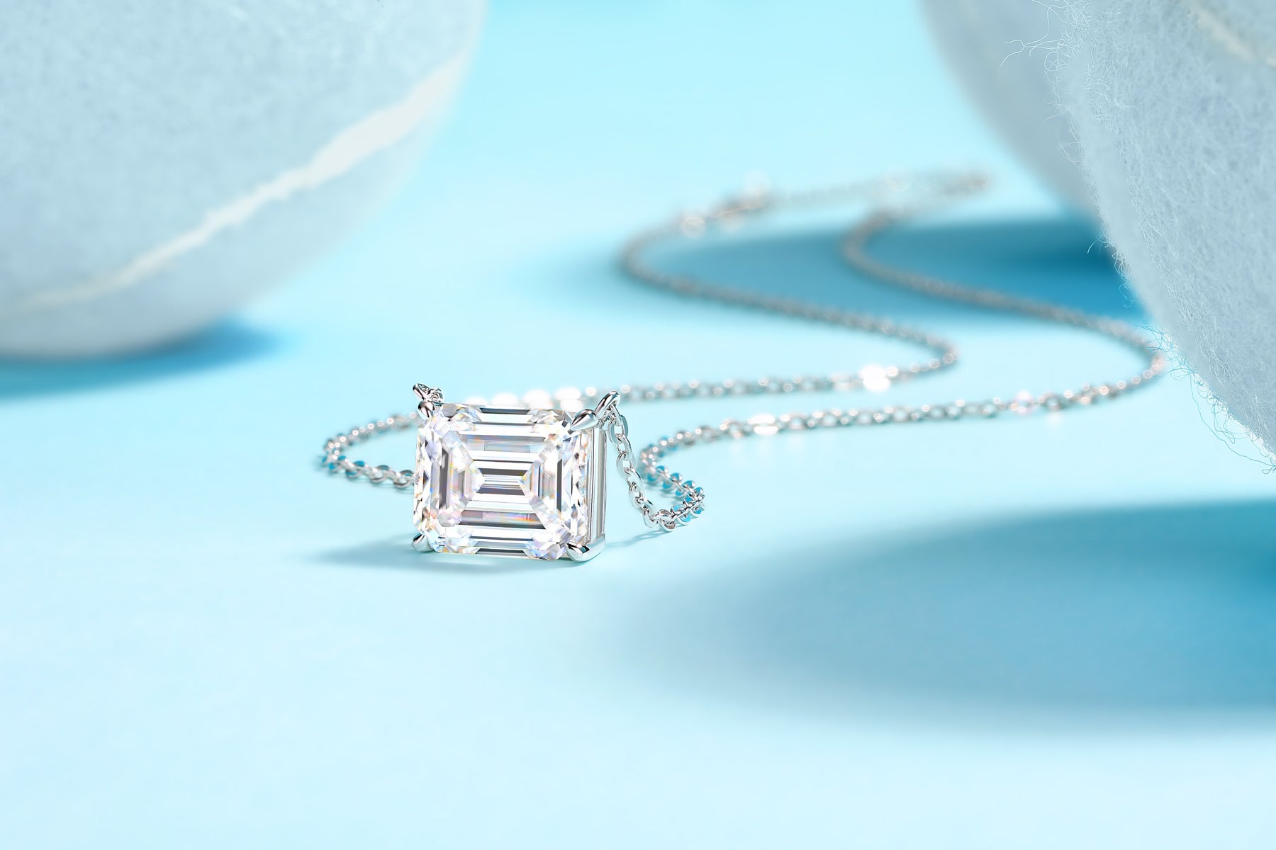 Mirage in the Mirror S925 Sterling Silver Necklace Set – Octagonal Moissanite, Platinum-Plated