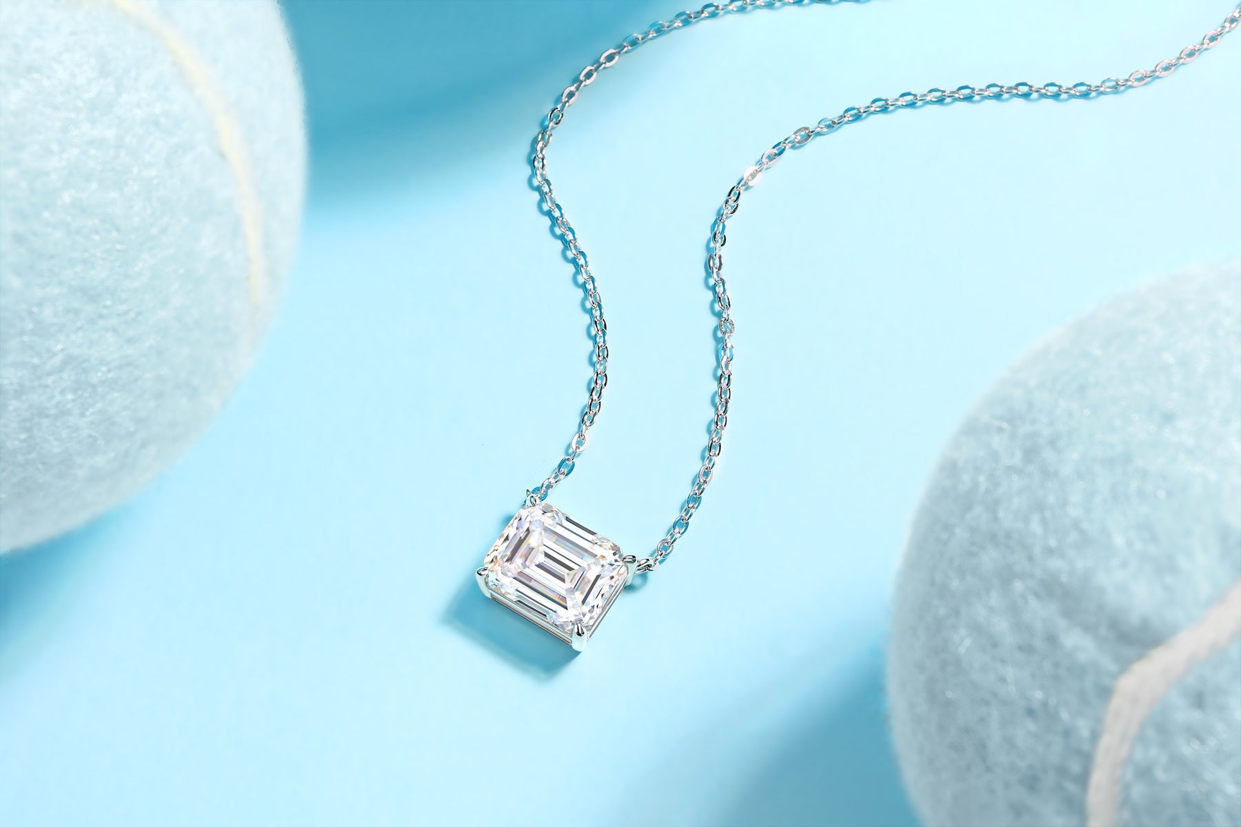 Mirage in the Mirror S925 Sterling Silver Necklace Set – Octagonal Moissanite, Platinum-Plated