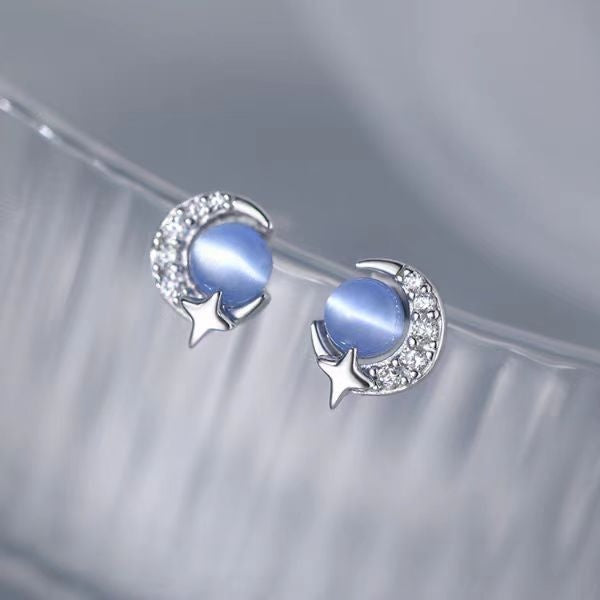 Mini Blue Zircon Starry Sky Earrings – Elegant Jewellery for Her