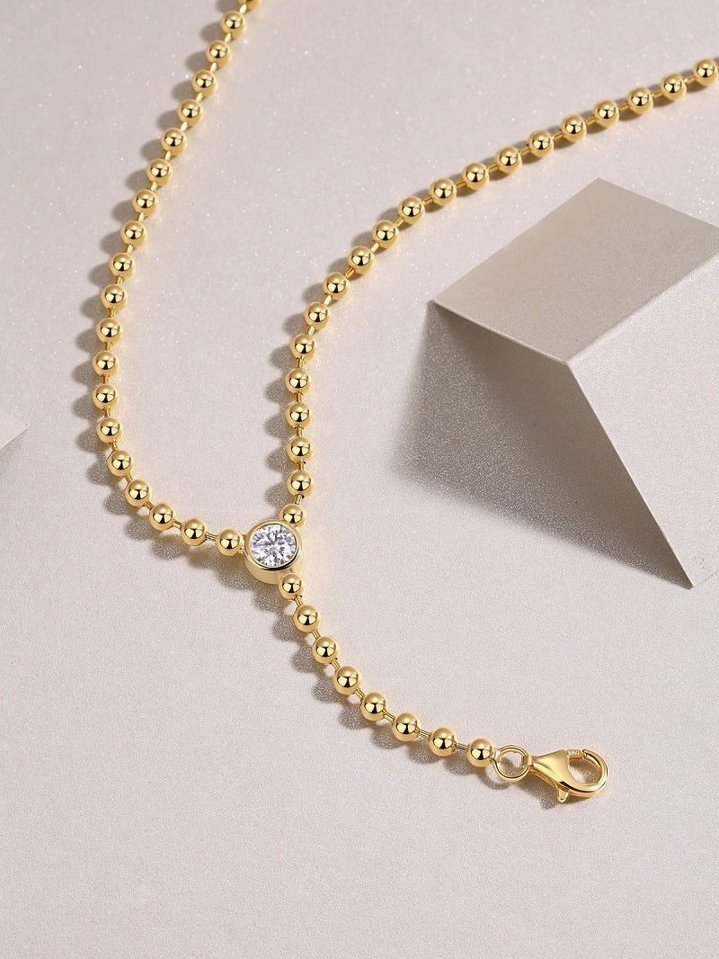Trendy “Time Interlaced” Necklace Set – 0.5ct Moissanite, Sterling Silver, Gold-Plated