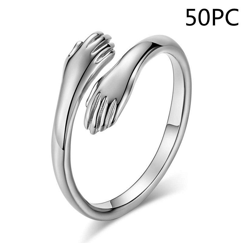 Unisex Hands Hug Ring – Adjustable Everyday Jewellery