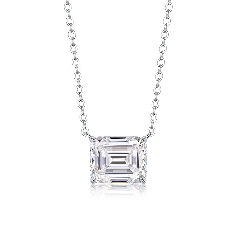 Mirage in the Mirror S925 Sterling Silver Necklace Set – Octagonal Moissanite, Platinum-Plated