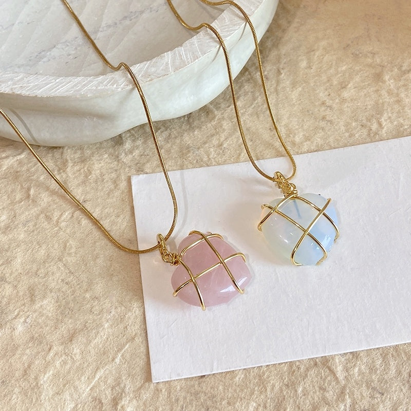 Fashion Girl’s Moonstone Necklace – Cartoon Love Pendant