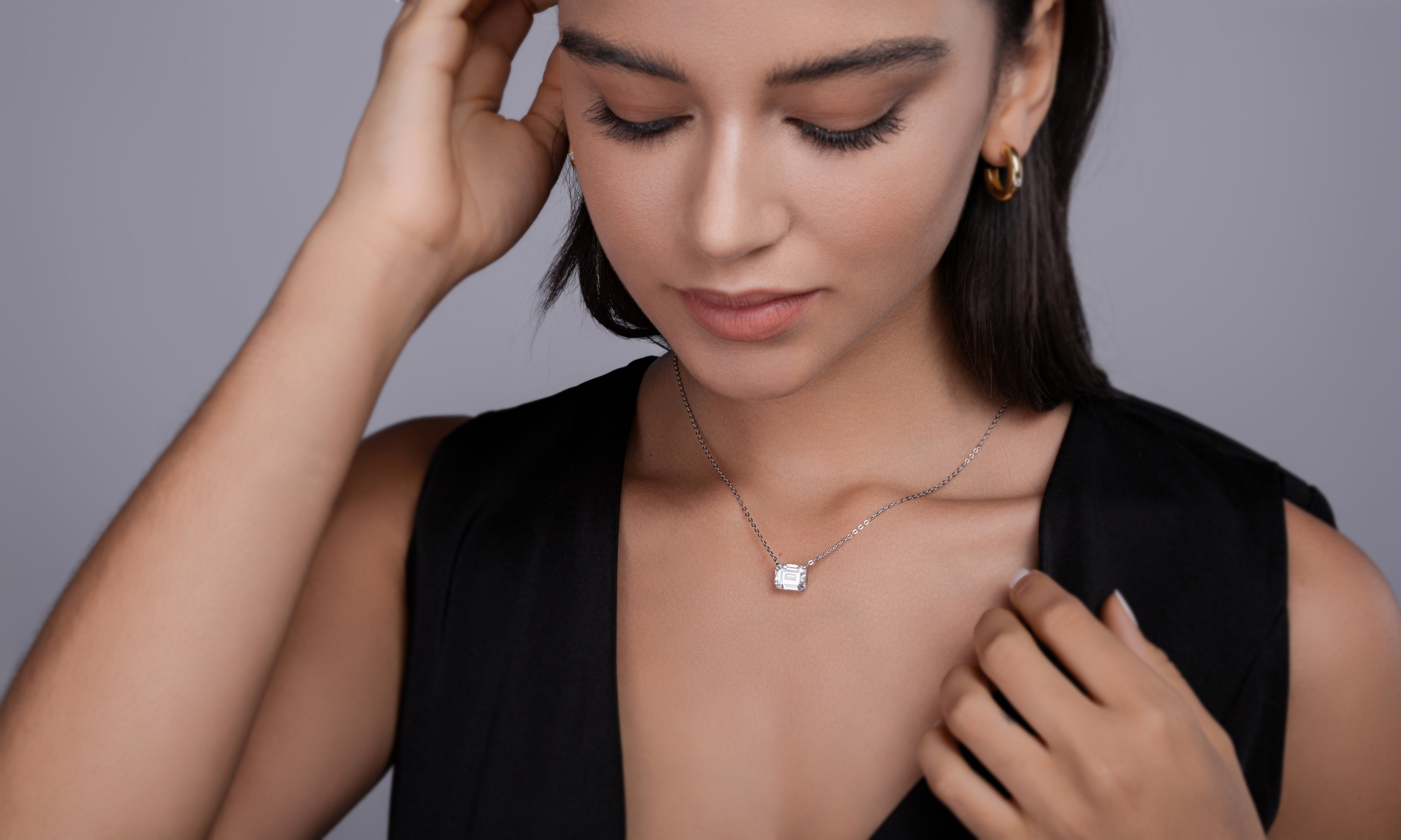 Mirage in the Mirror S925 Sterling Silver Necklace Set – Octagonal Moissanite, Platinum-Plated