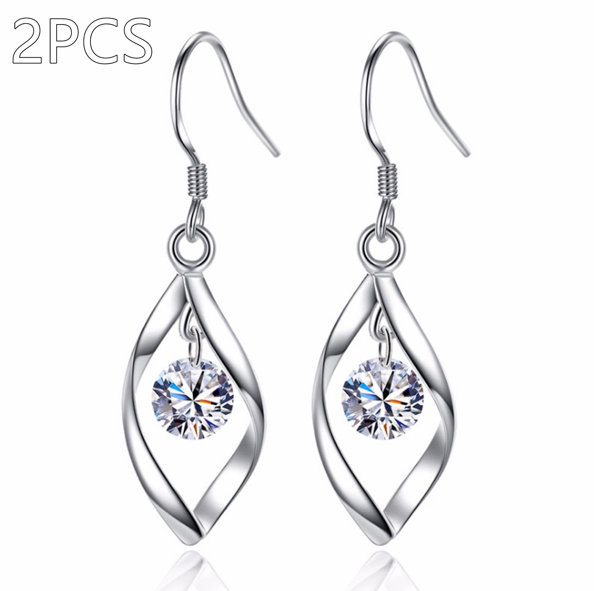 Trendy Silver Earrings with Zircon Accent – Lightweight & Stylish