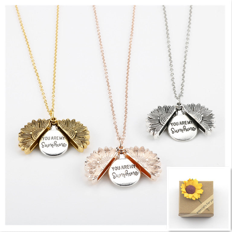 Fashionable Double Letter Pendant Necklace – Sunflower Motif