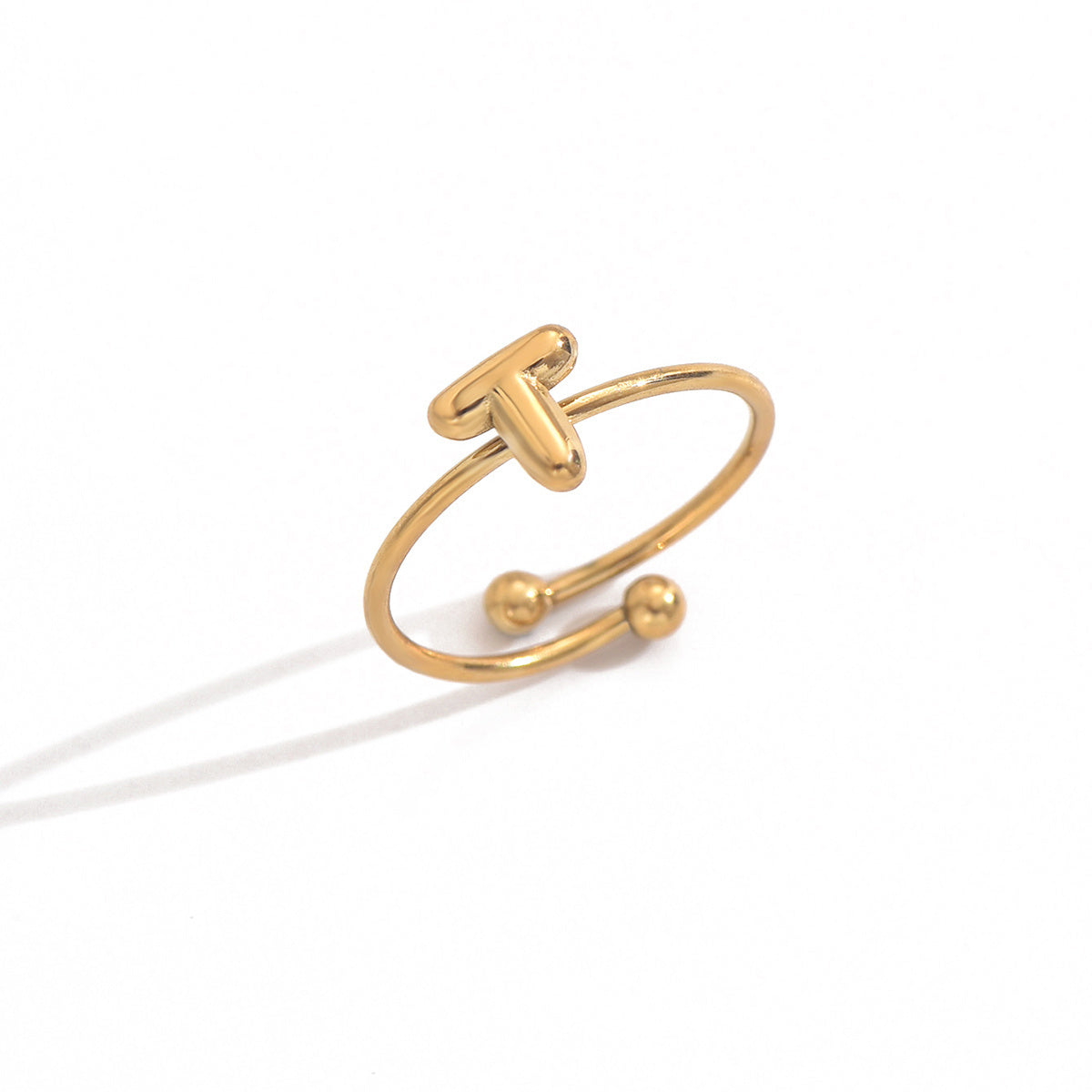✨ Laxly 18K Gold-Plated Stainless Steel Initial Ring for Women – Adjustable Minimalist A-Z Letters