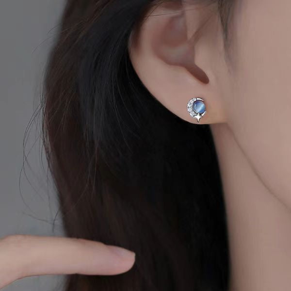 Mini Blue Zircon Starry Sky Earrings – Elegant Jewellery for Her