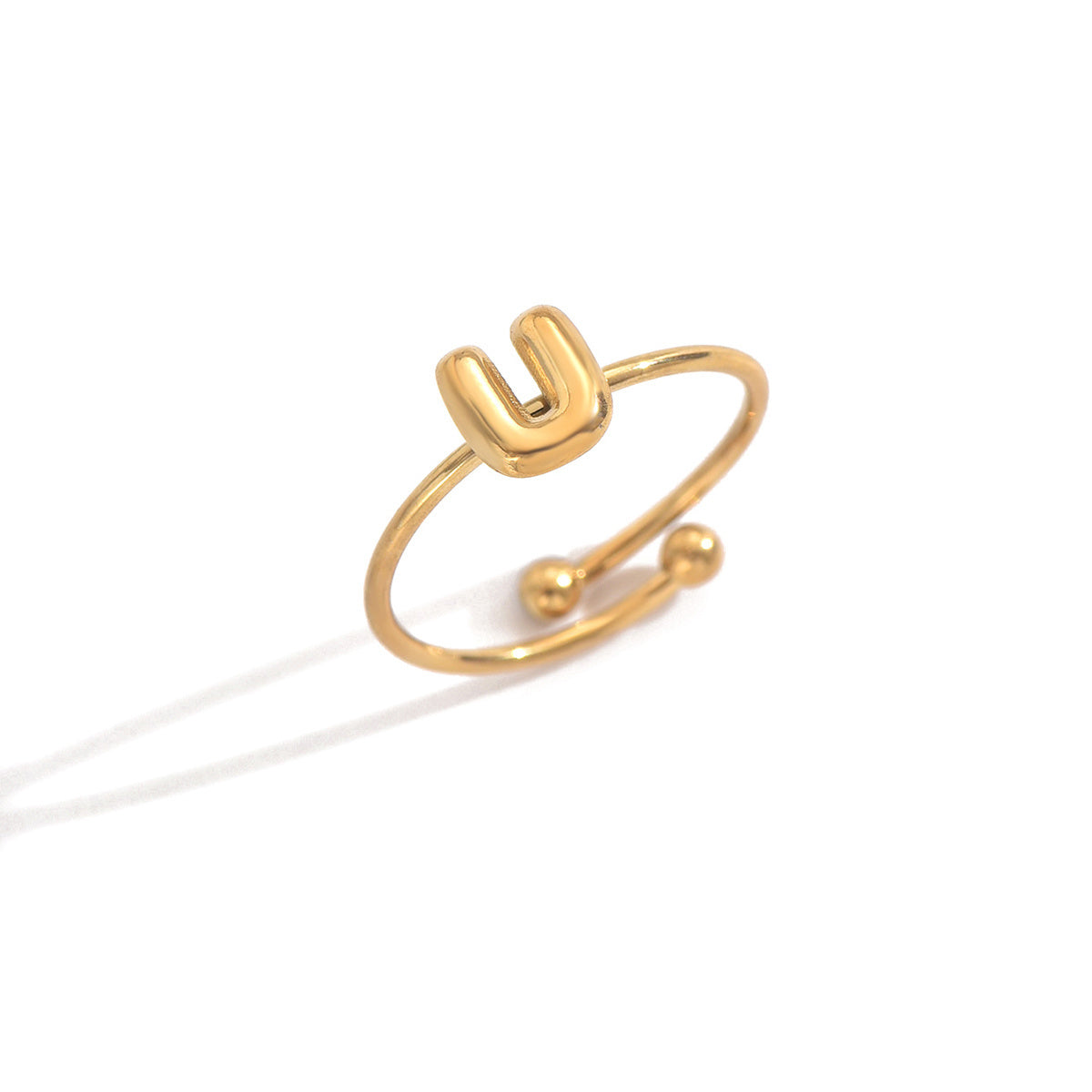 ✨ Laxly 18K Gold-Plated Stainless Steel Initial Ring for Women – Adjustable Minimalist A-Z Letters