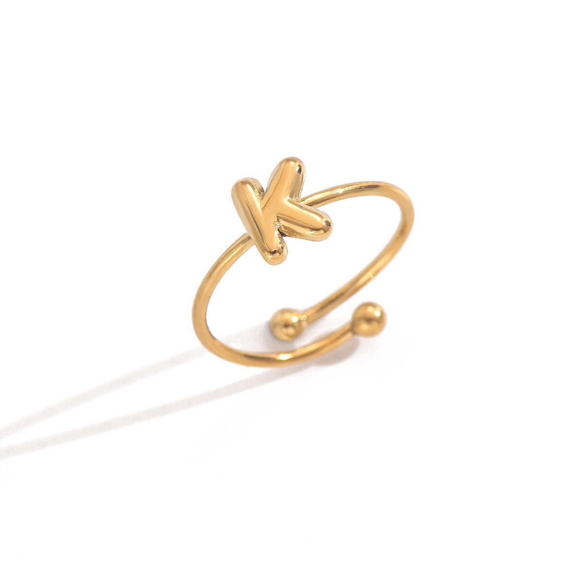 ✨ Laxly 18K Gold-Plated Stainless Steel Initial Ring for Women – Adjustable Minimalist A-Z Letters