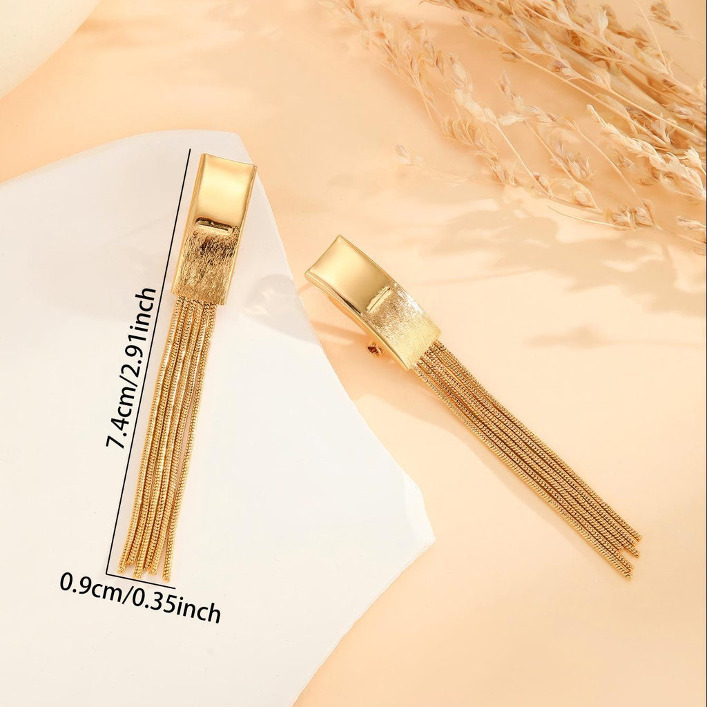 Aurora Gold Bead Tassel Chain Earrings