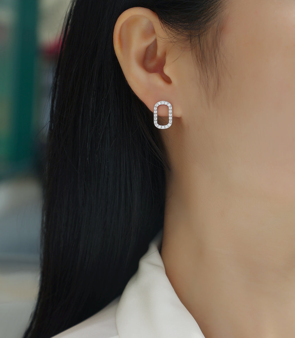 Minimalist Sterling Silver Stud Earrings with Moissanite