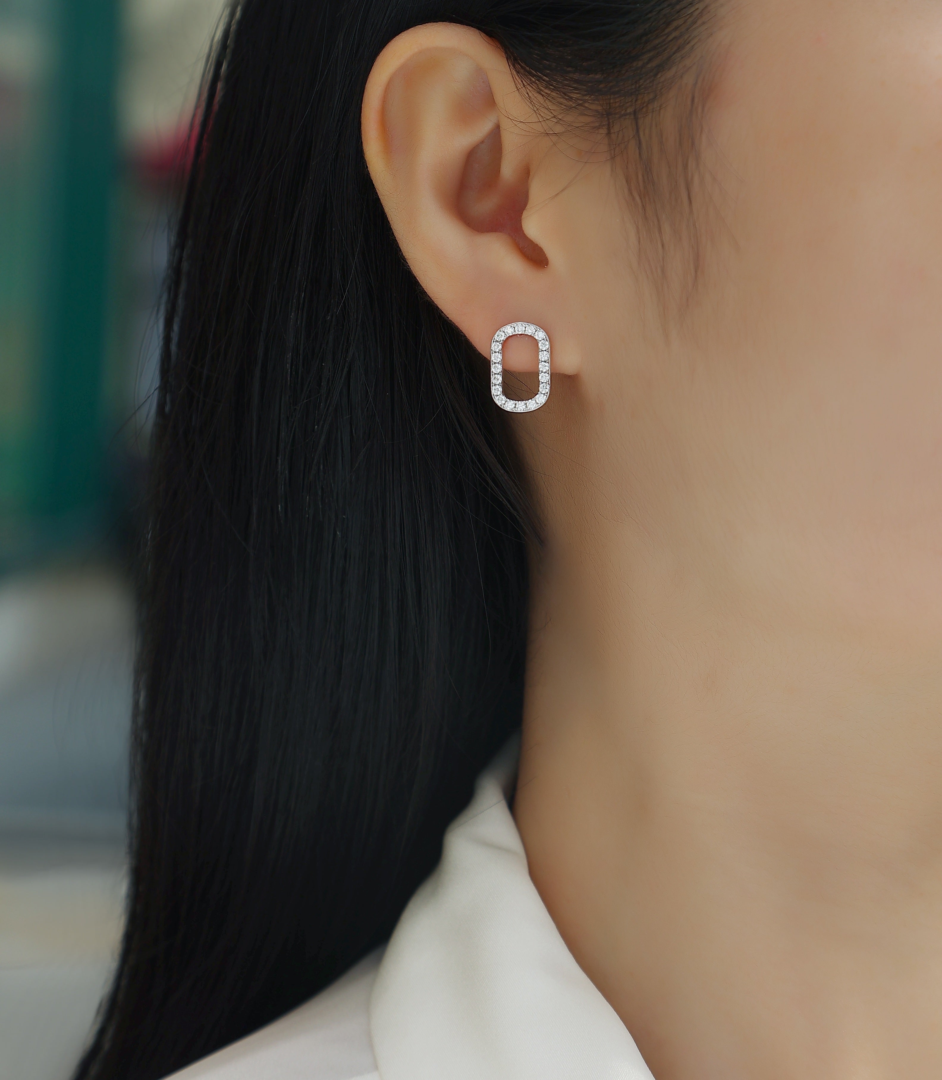 Minimalist Sterling Silver Stud Earrings with Moissanite