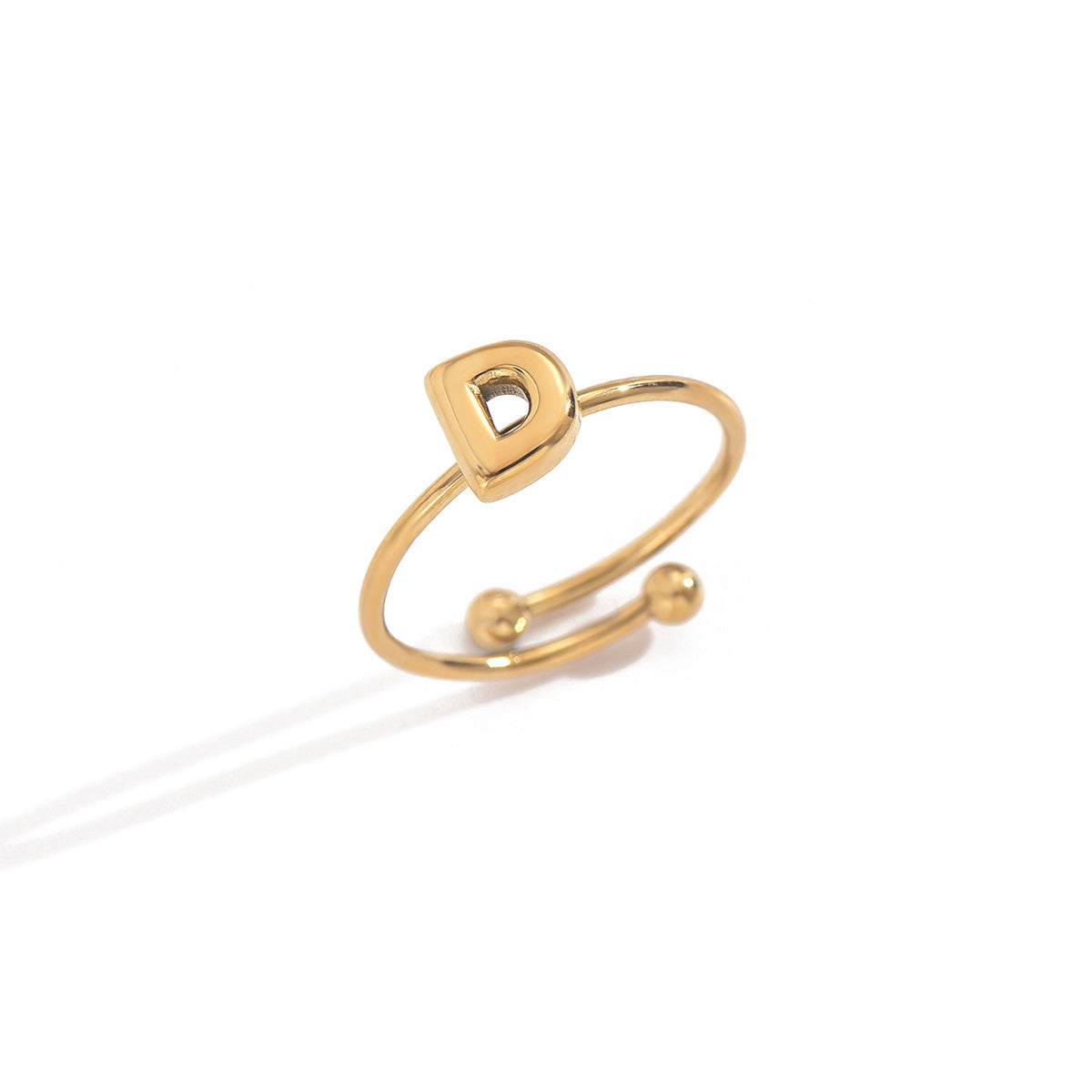 ✨ Laxly 18K Gold-Plated Stainless Steel Initial Ring for Women – Adjustable Minimalist A-Z Letters