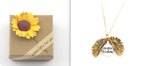Fashionable Double Letter Pendant Necklace – Sunflower Motif