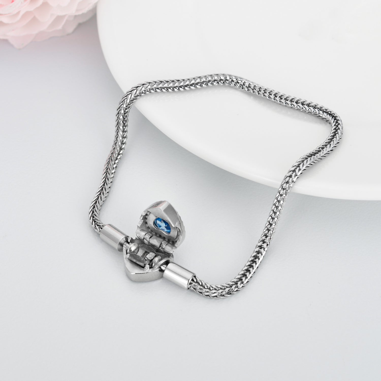 Heart Bead Charm Bracelet in 925 Sterling Silver
