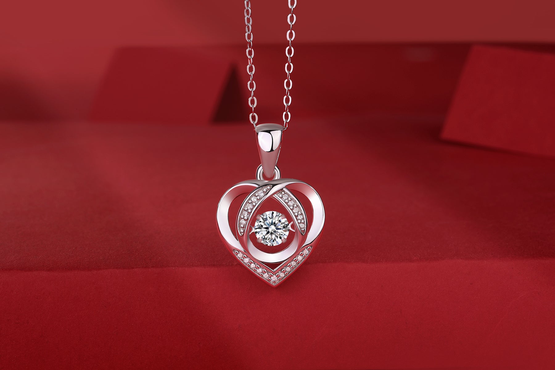 ✨ “With You In My Heart” – Moissanite S925 Sterling Silver Pendant Necklace Set with Platinum Plating
