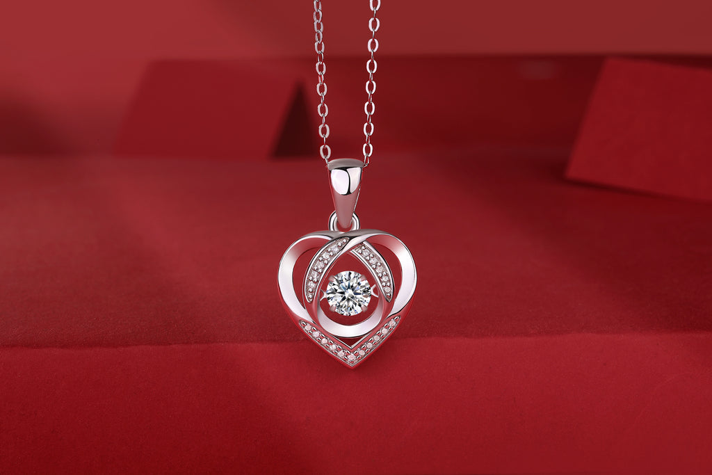 ✨ “With You In My Heart” – Moissanite S925 Sterling Silver Pendant Necklace Set with Platinum Plating