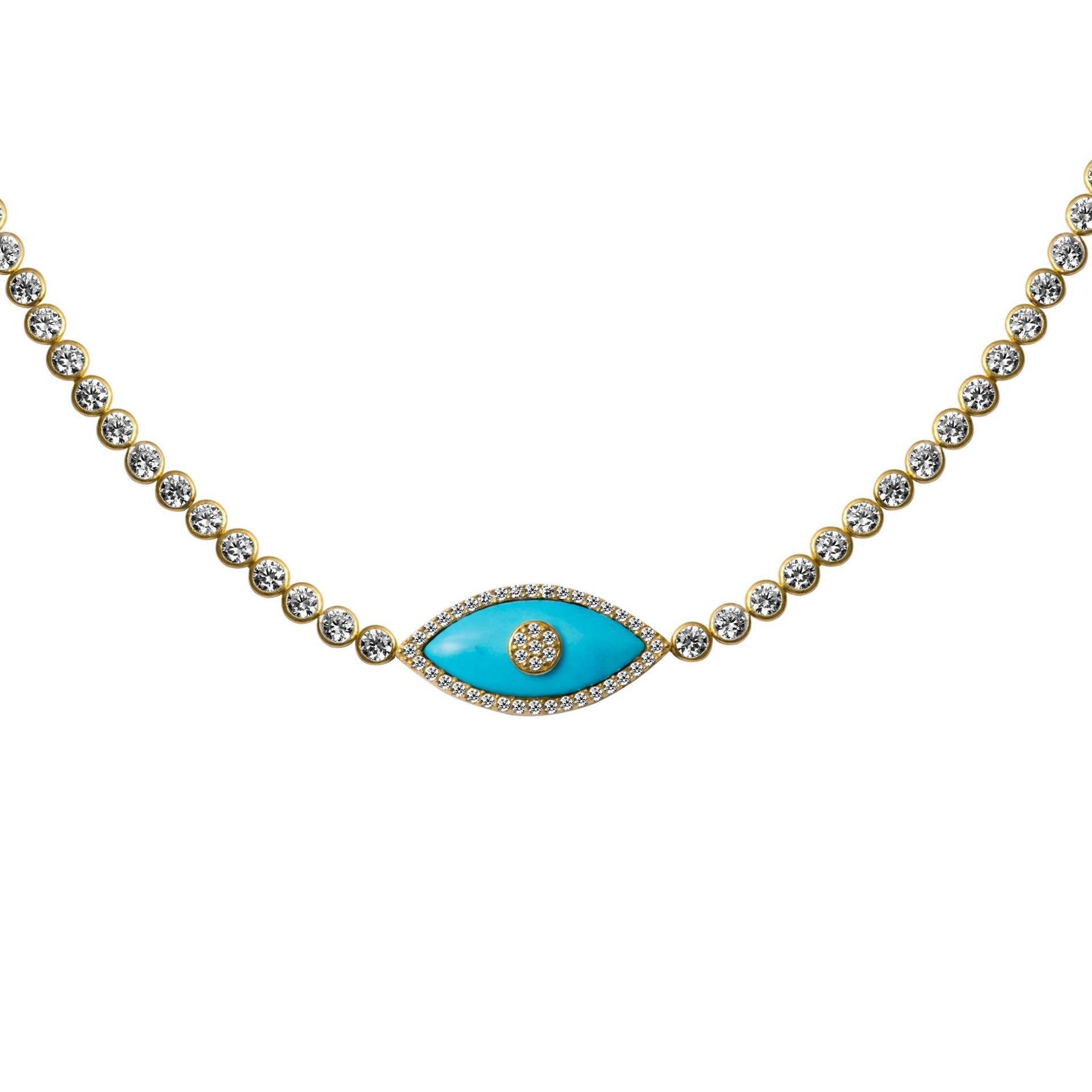 18K Electroplated Devil’s Eye Zircon Pendant Necklace