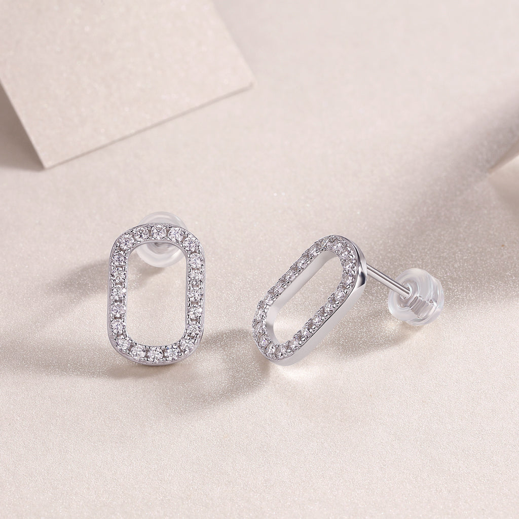 Minimalist Sterling Silver Stud Earrings with Moissanite